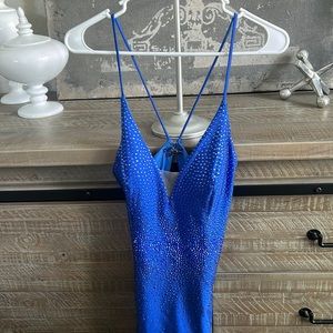 Amelia Couture Royal Blue rhinestone Homecoming Dress